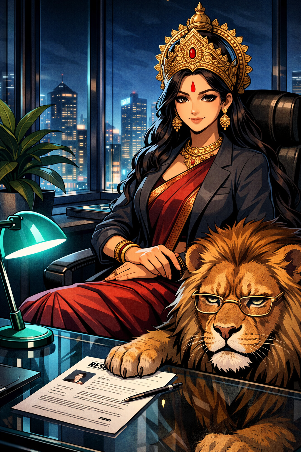 Shiva Ji's Divine Resume, a TechnoMysticTales anime-manhwa art illustration