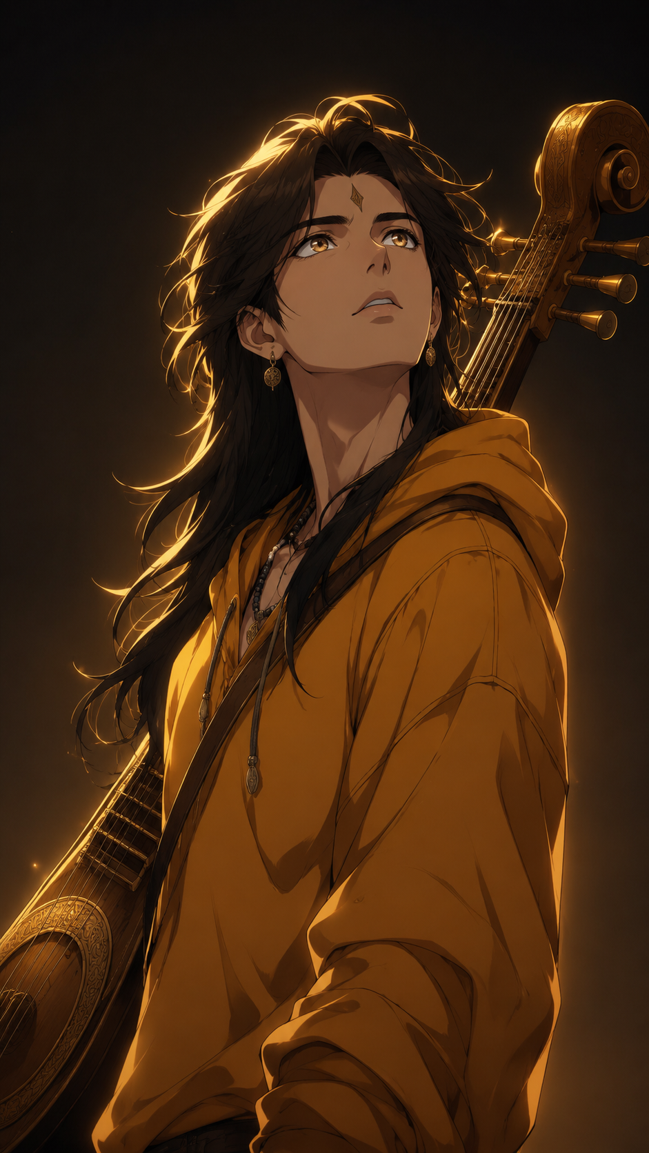 Tripura Sundari In Golden Stillness, a TechnoMysticTales anime-manhwa art illustration