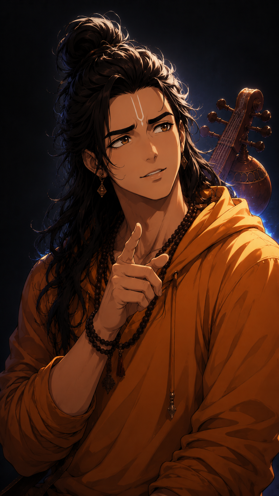 Tripura Sundari In Golden Stillness, a TechnoMysticTales anime-manhwa art illustration