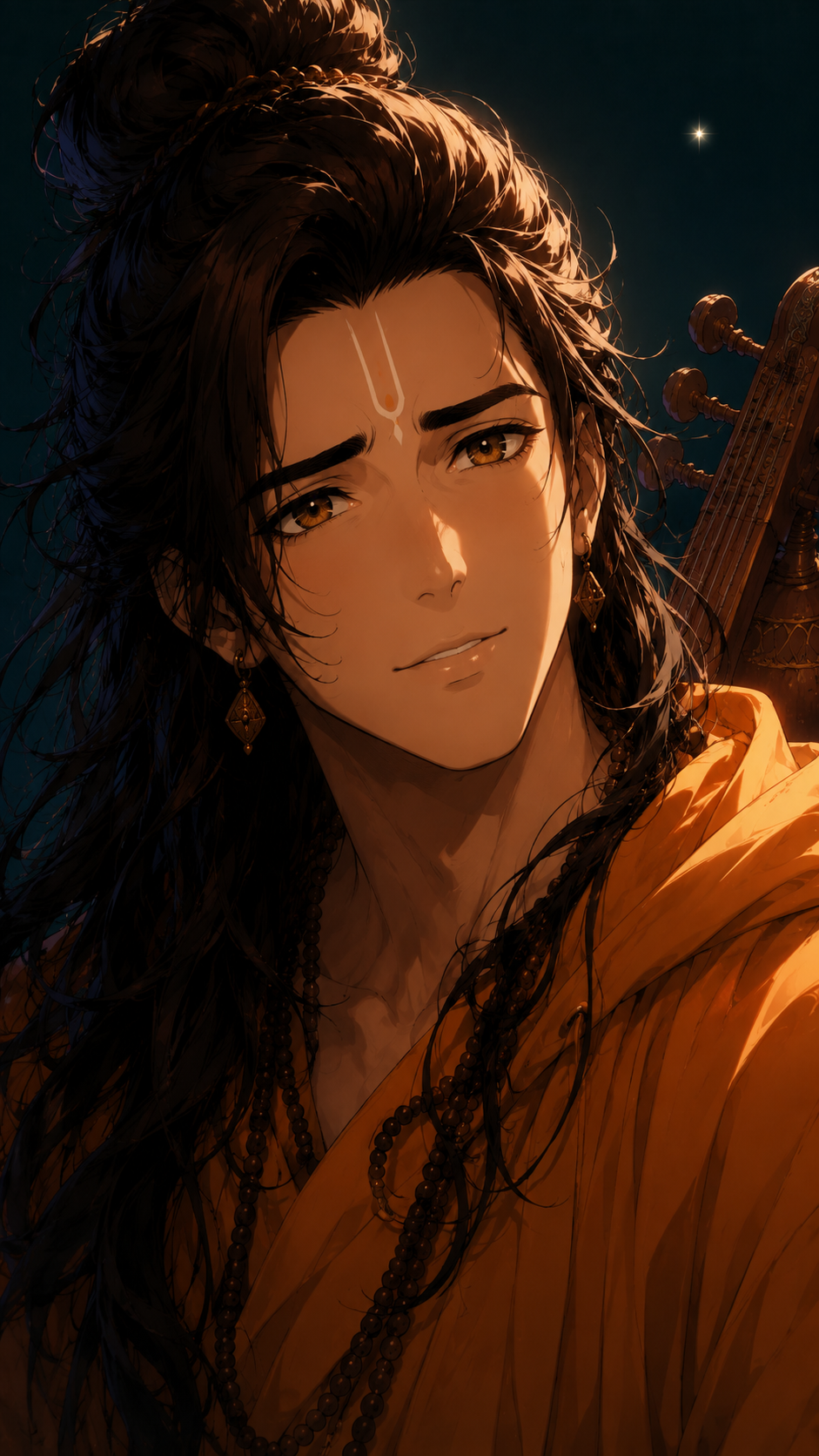Tripura Sundari In Golden Stillness, a TechnoMysticTales anime-manhwa art illustration