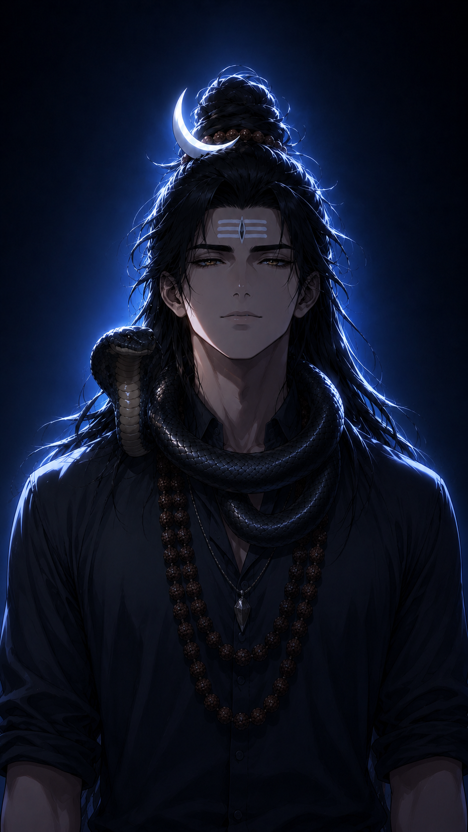 Tripura Sundari In Golden Stillness, a TechnoMysticTales anime-manhwa art illustration