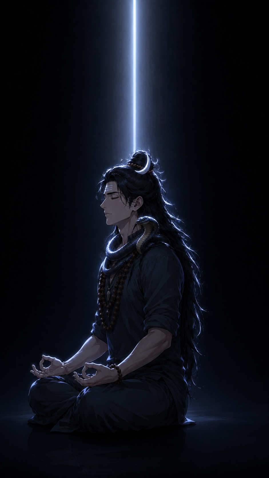 Tripura Sundari In Golden Stillness, a TechnoMysticTales anime-manhwa art illustration