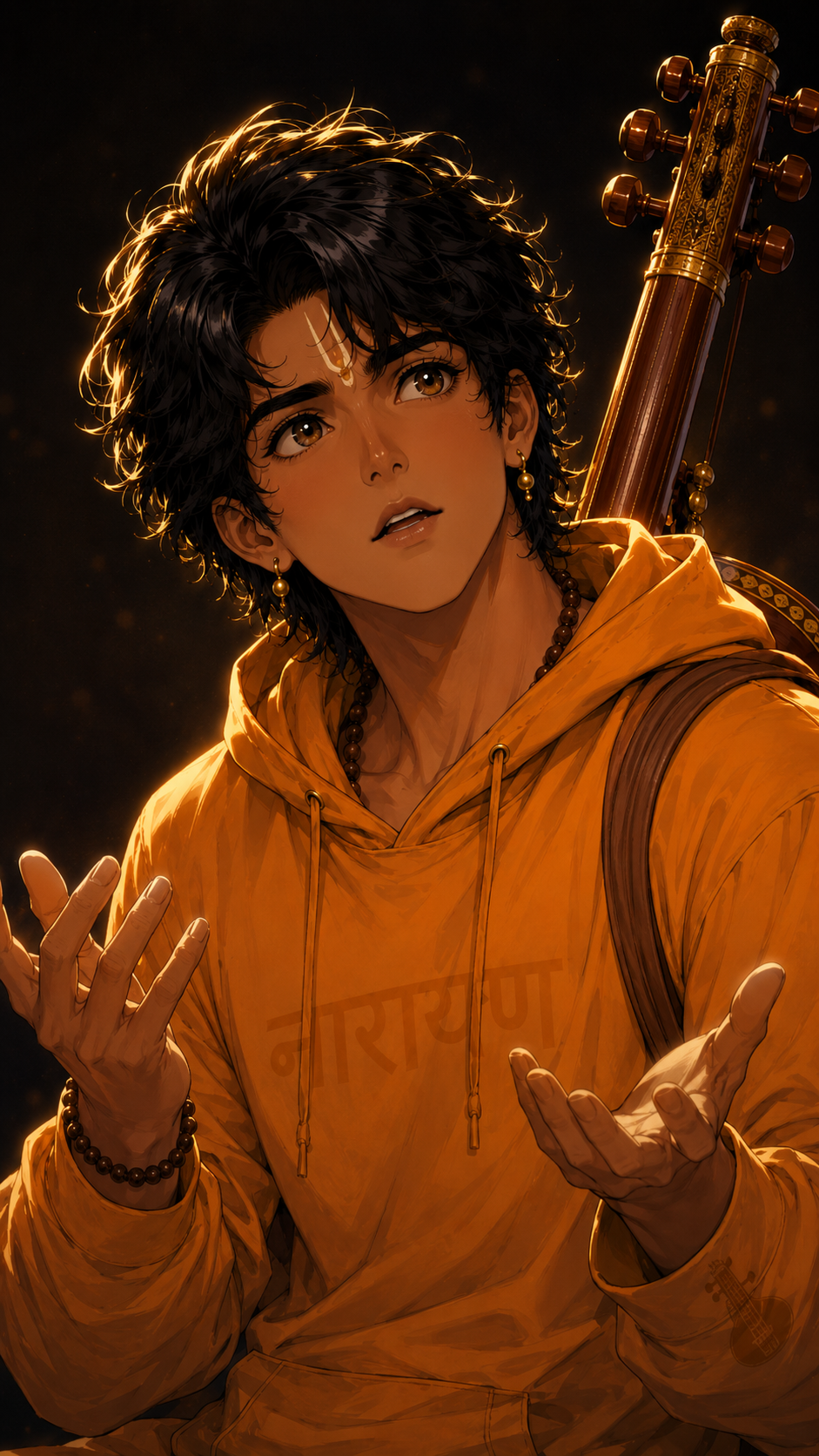 Tripura Sundari In Moonlit Power, a TechnoMysticTales anime-manhwa art illustration