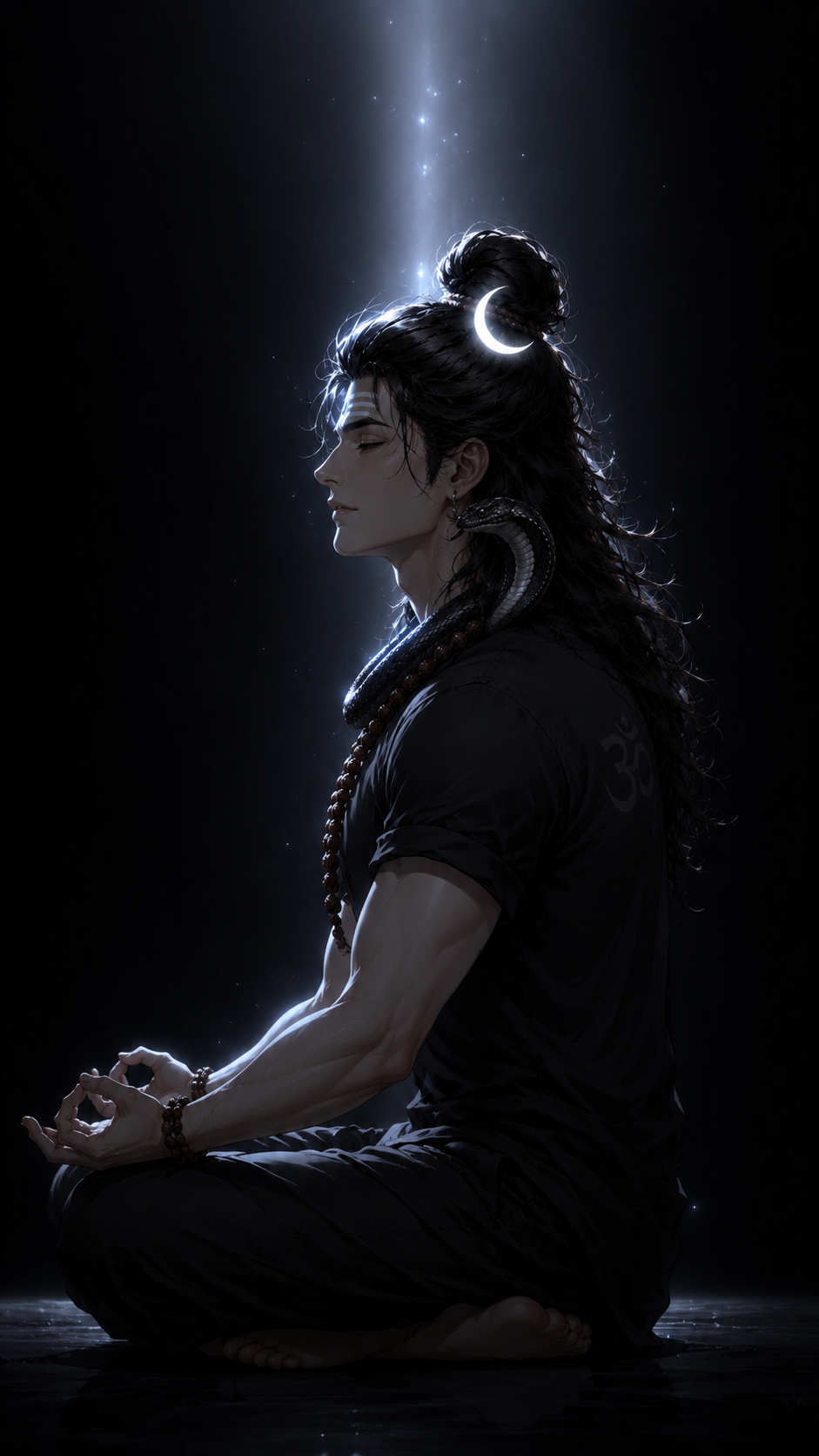 Tripura Sundari In Moonlit Power, a TechnoMysticTales anime-manhwa art illustration