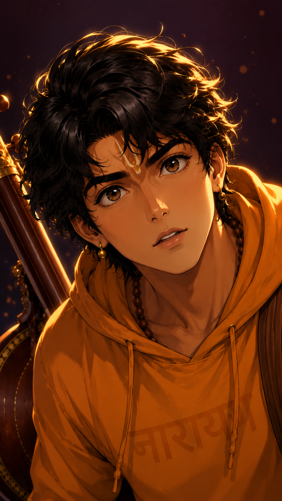 Tripura Sundari In Moonlit Power, a TechnoMysticTales anime-manhwa art illustration