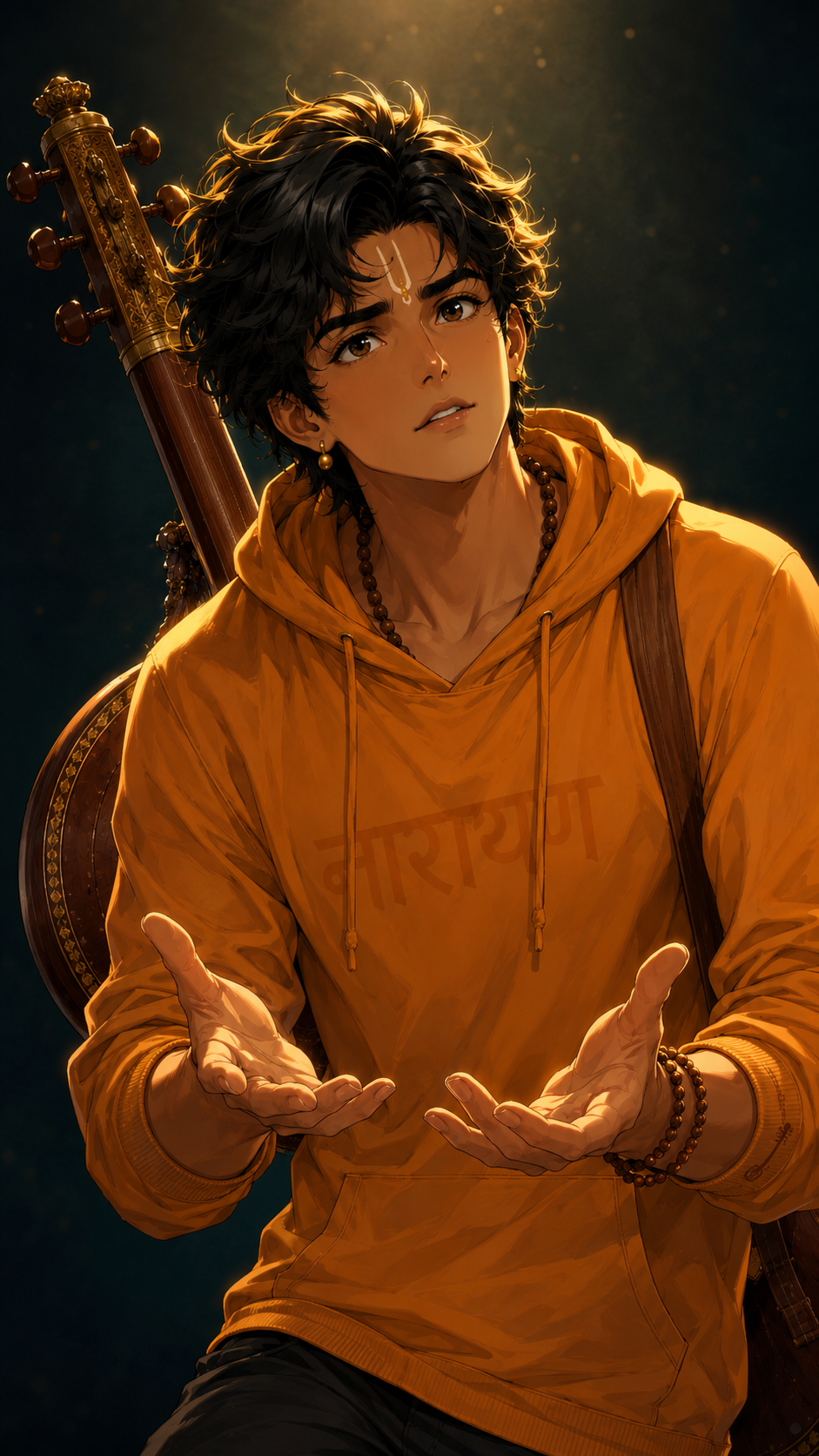 Tripura Sundari In Moonlit Power, a TechnoMysticTales anime-manhwa art illustration