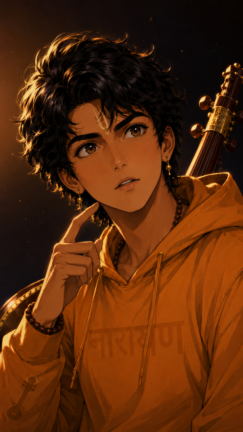 Tripura Sundari In Moonlit Power, a TechnoMysticTales anime-manhwa art illustration