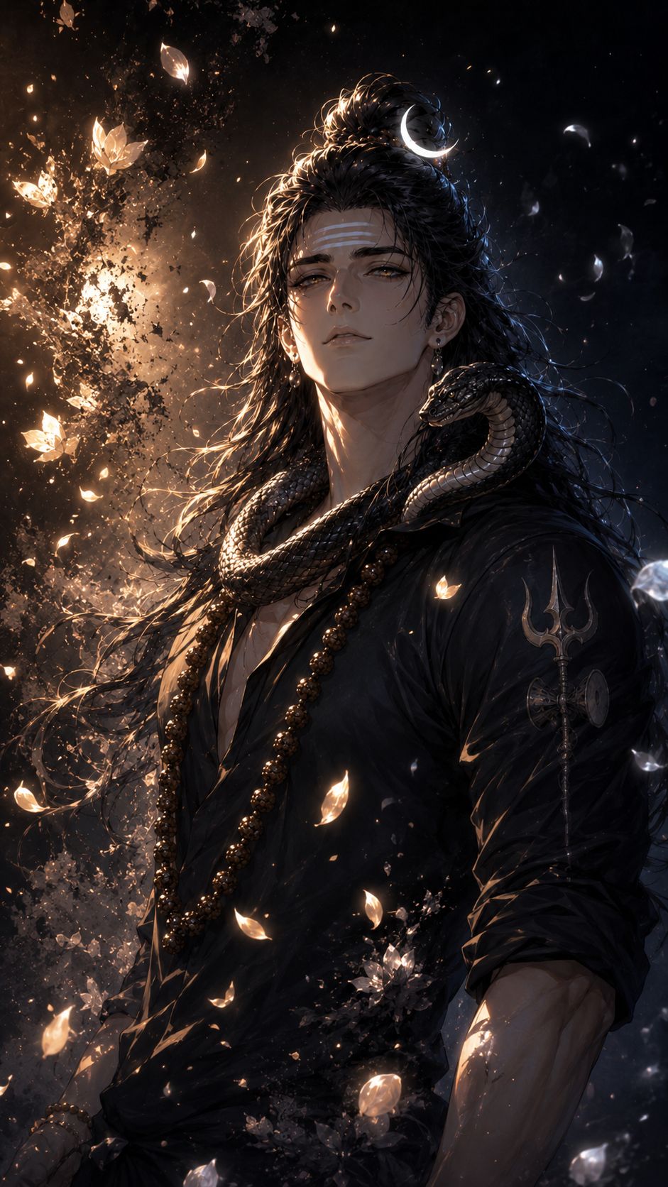 Tripura Sundari In Moonlit Power, a TechnoMysticTales anime-manhwa art illustration