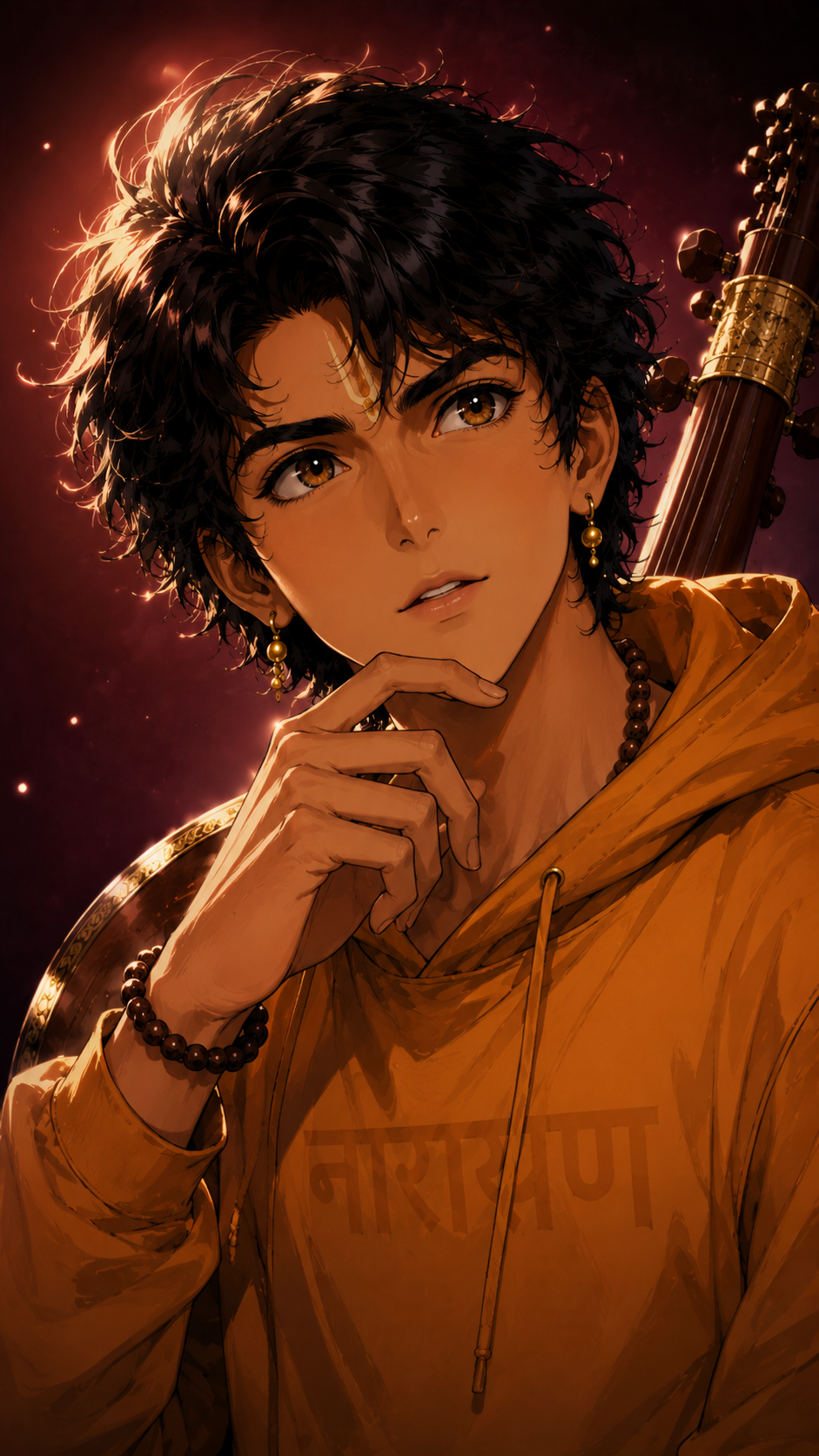 Tripura Sundari In Moonlit Power, a TechnoMysticTales anime-manhwa art illustration