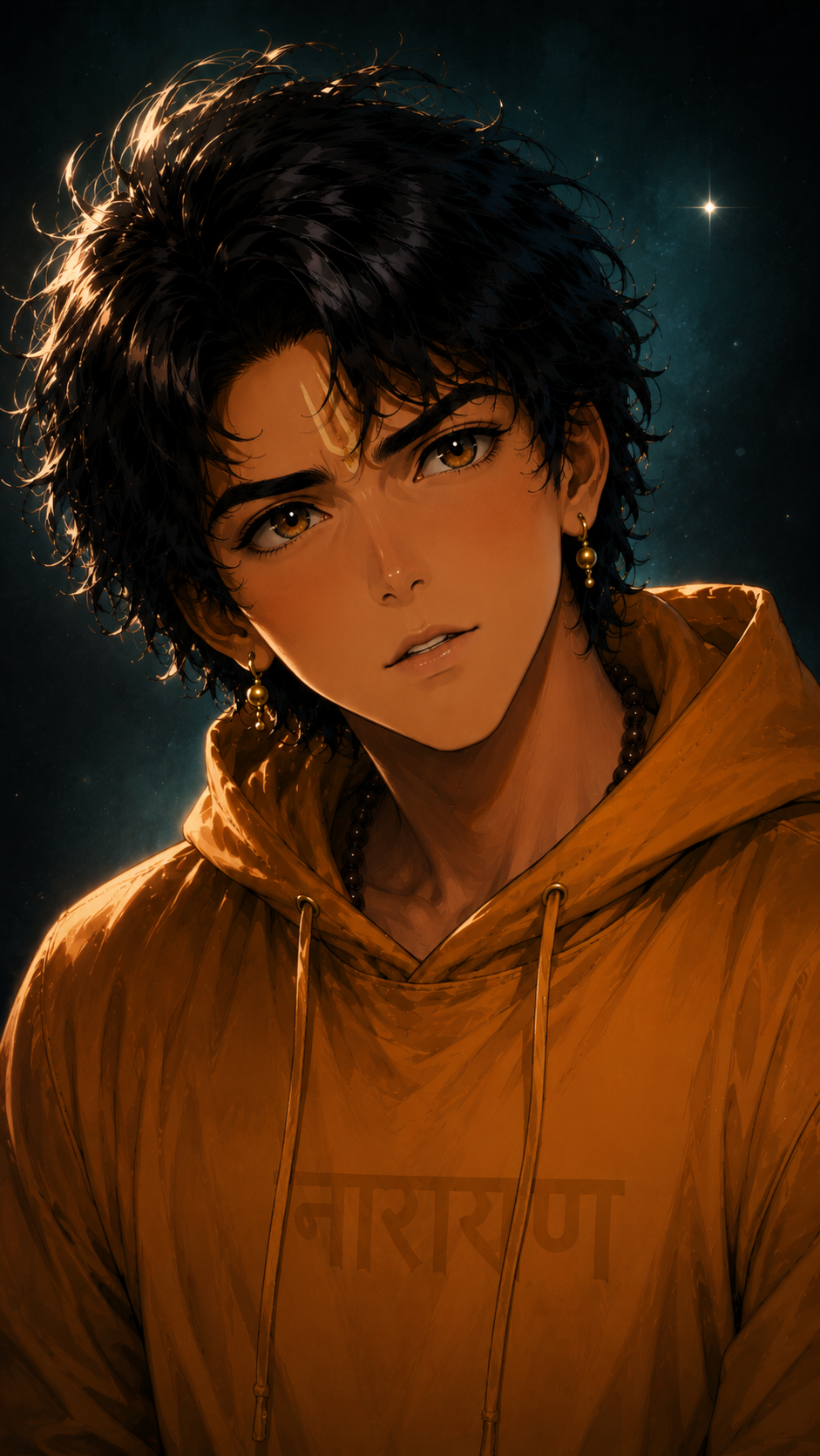 Tripura Sundari In Moonlit Power, a TechnoMysticTales anime-manhwa art illustration