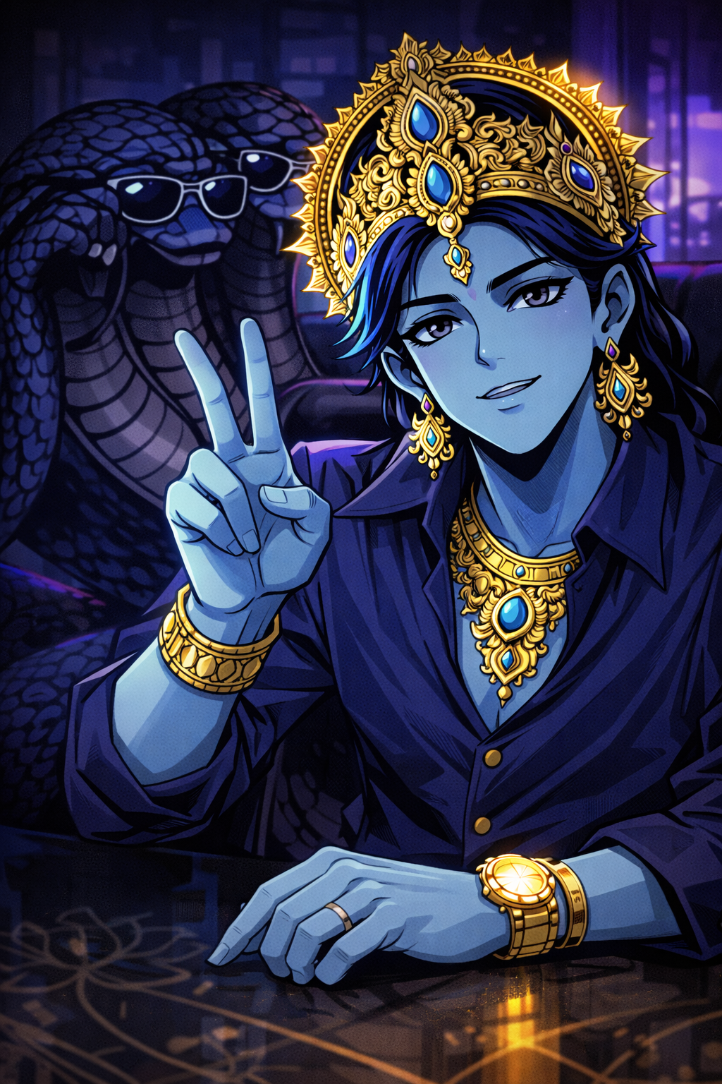 Vishnu Ji's Divine Resume, a TechnoMysticTales anime-manhwa art illustration