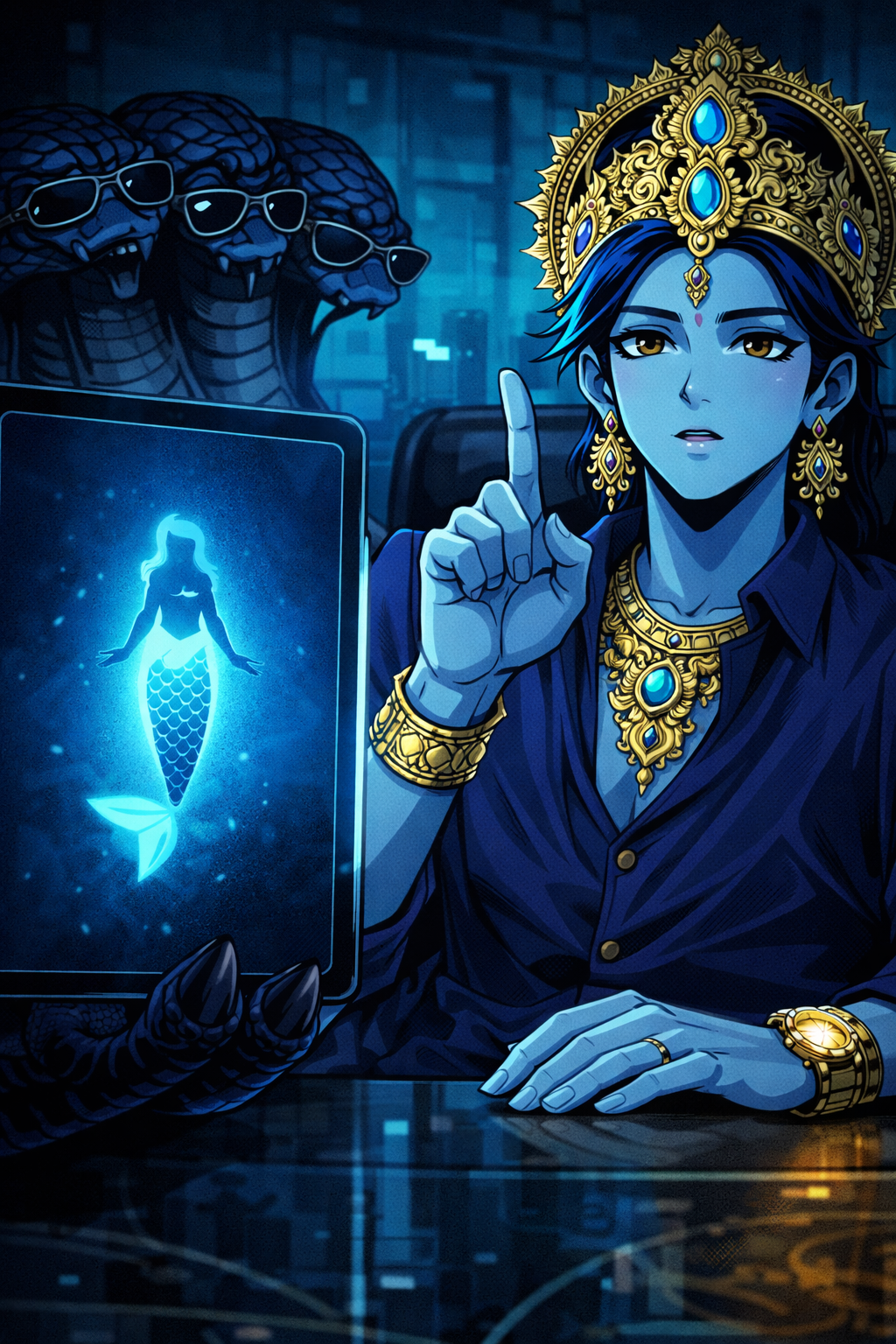 Vishnu Ji's Divine Resume, a TechnoMysticTales anime-manhwa art illustration